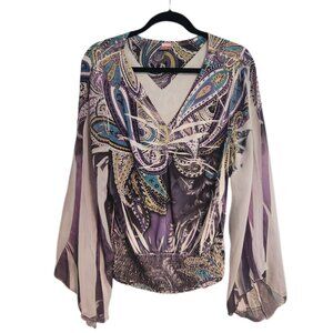 R. Rouge Multicolor Bohemian Printed Stretchy Top Size 2X
